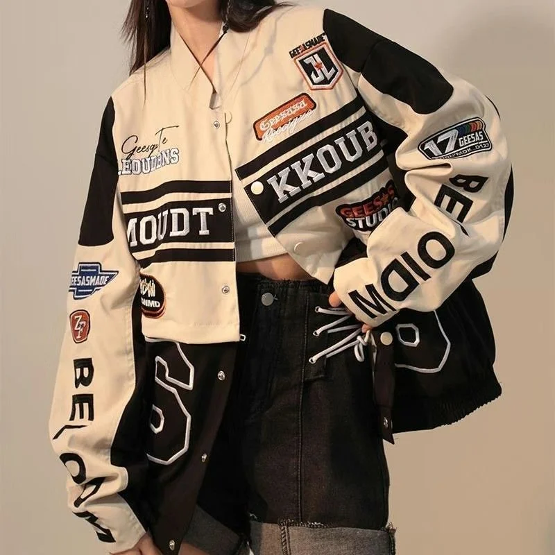 Vintage Fashion Postcards - American Vintage Women Varsity Bomber Jacket