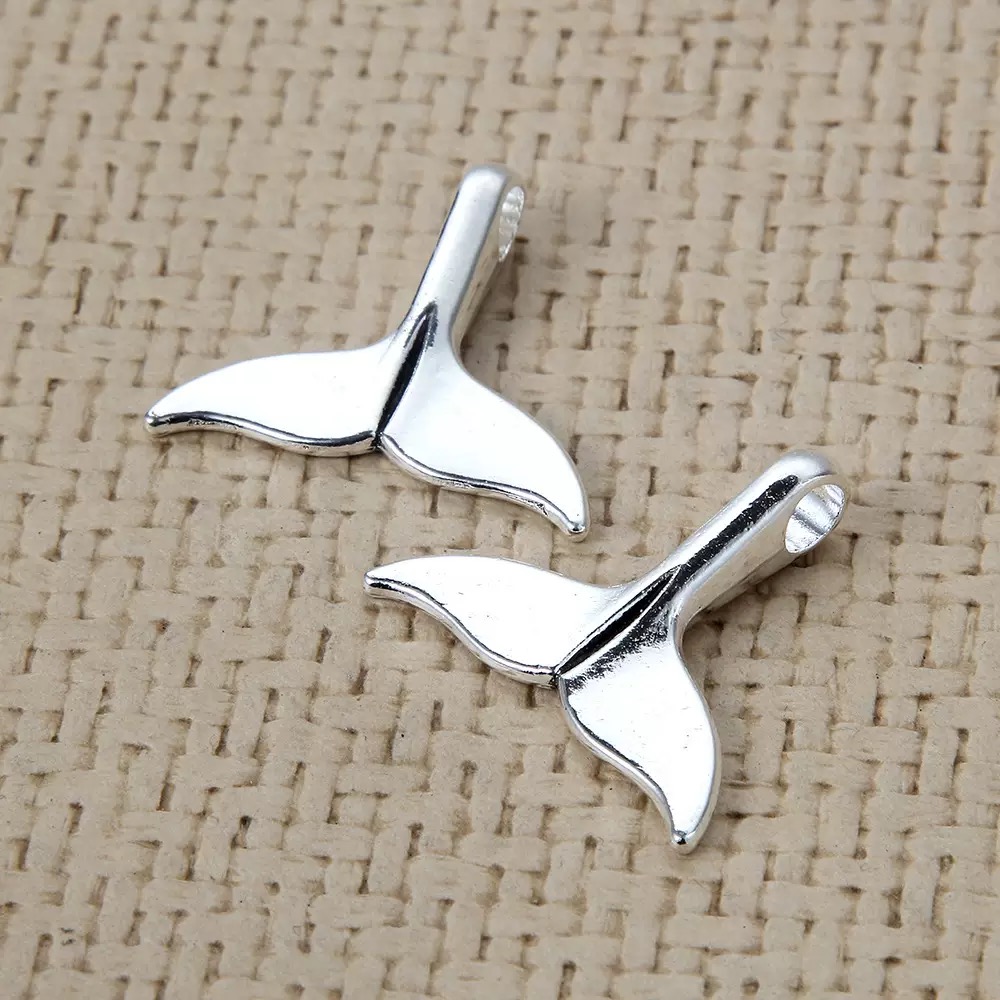 Vintage Fashion Jewelry - 5/10pcs antique silver plated whale tail