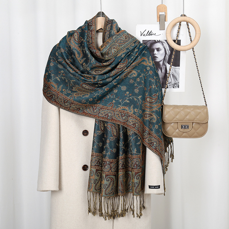 Vintage Fashion Hijab - Bohemian Cashew Print Scarf For Women