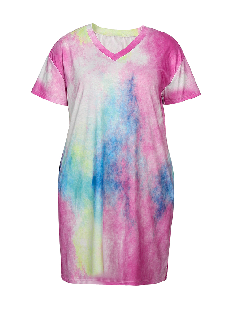 Plus Size Women's Casual Dress - огляд і ціна Tie Dye Shirt Vintage