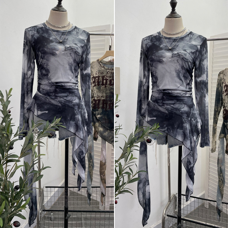 ISAROSE Y2K Mesh T-shirt for W - огляд і ціна Tie Dye Shirt Vintage