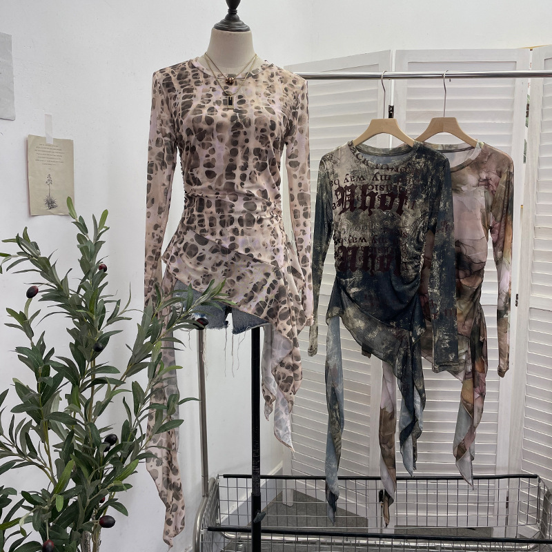 ISAROSE Y2K Mesh T-shirt for W - огляд і ціна Tie Dye Shirt Vintage