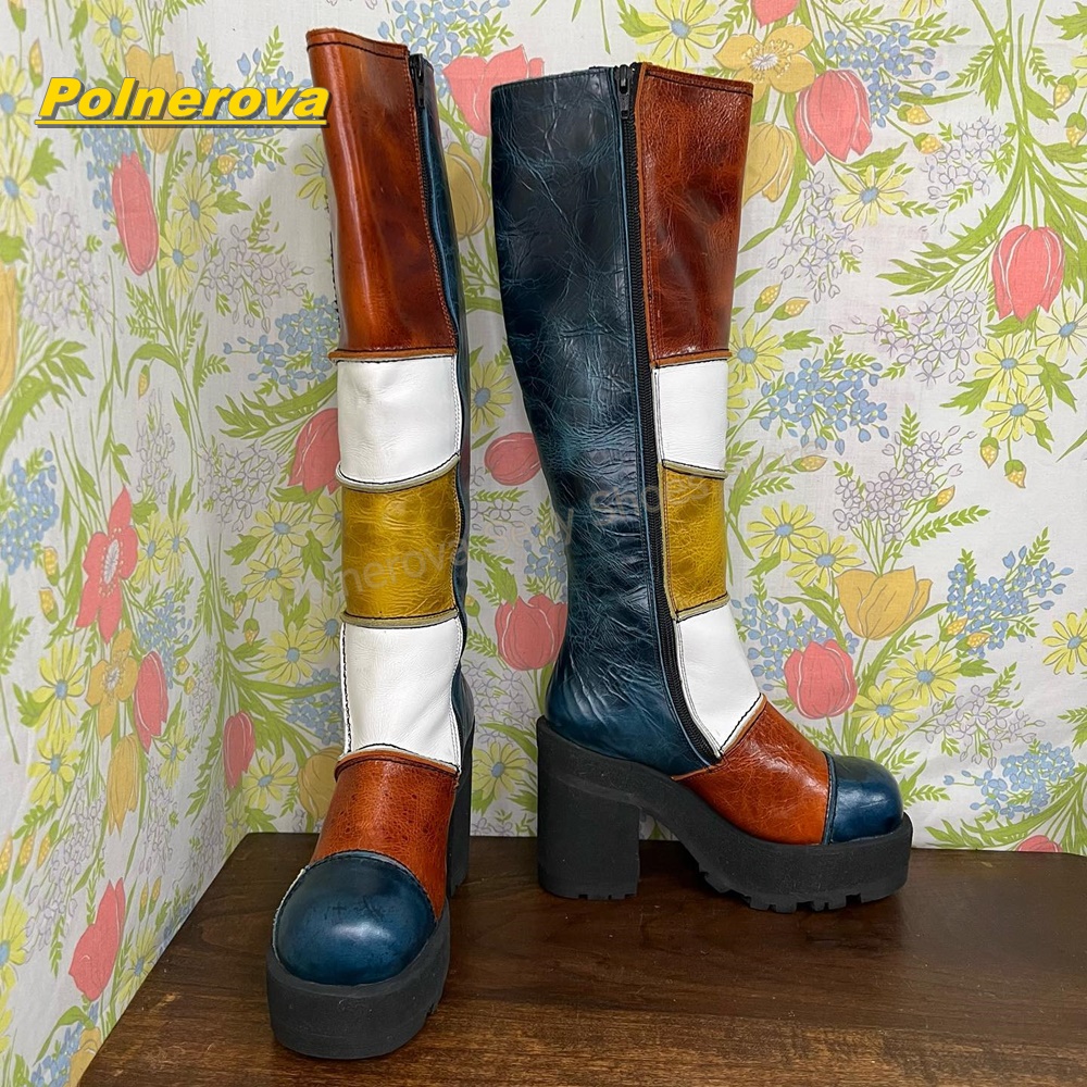 Women Retro Patchwork Leather  - огляд і ціна Vintage Fashion Style