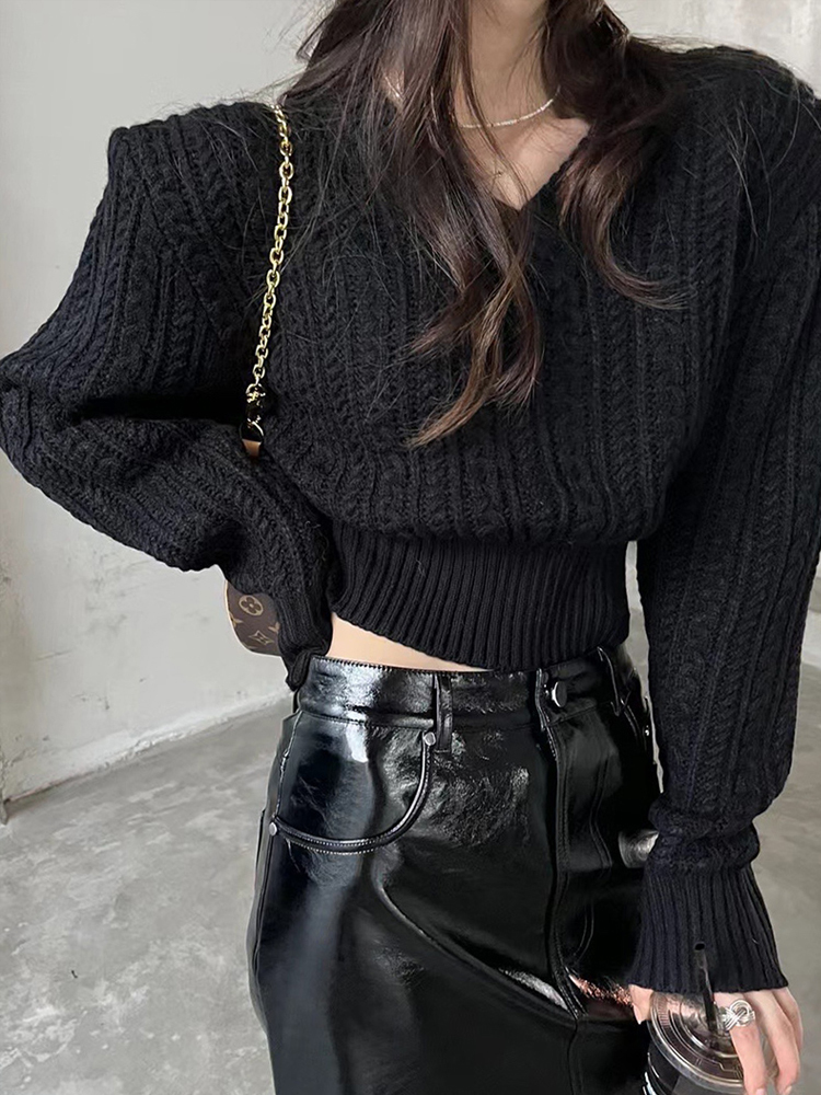 V Neck Short Sweater Women Kor - огляд і ціна Vintage Fashion Old Money