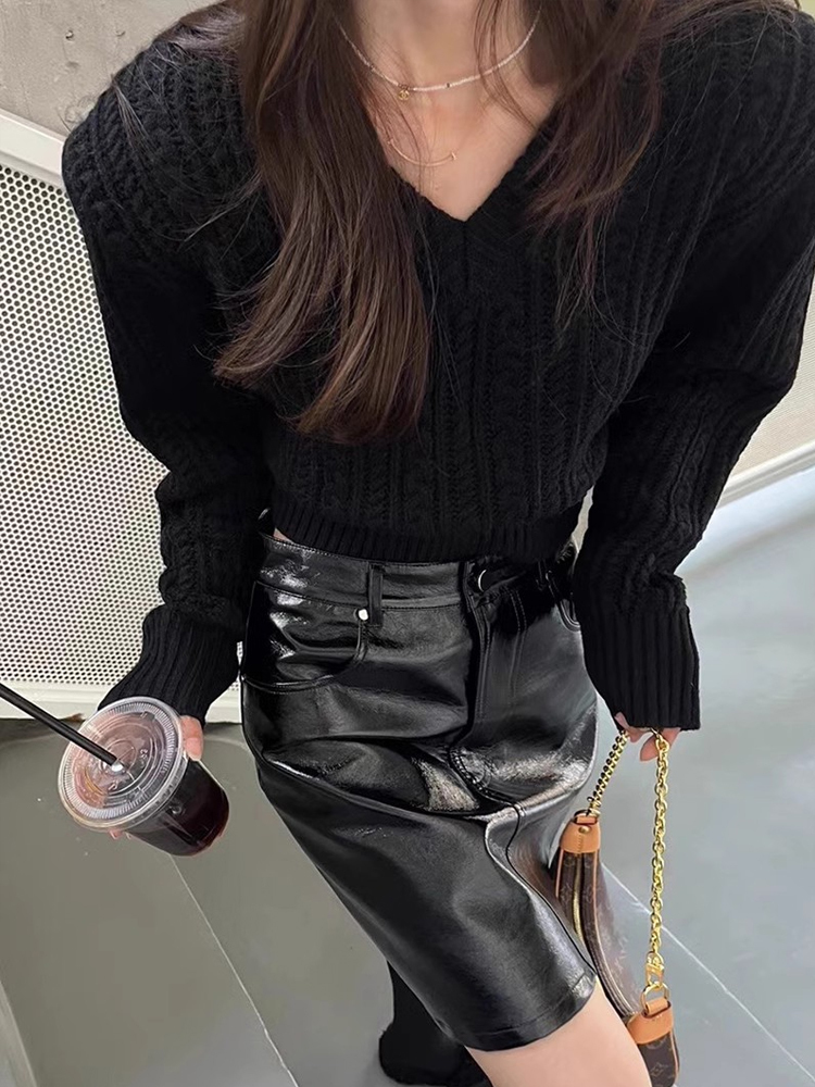 V Neck Short Sweater Women Kor - огляд і ціна Vintage Fashion Old Money
