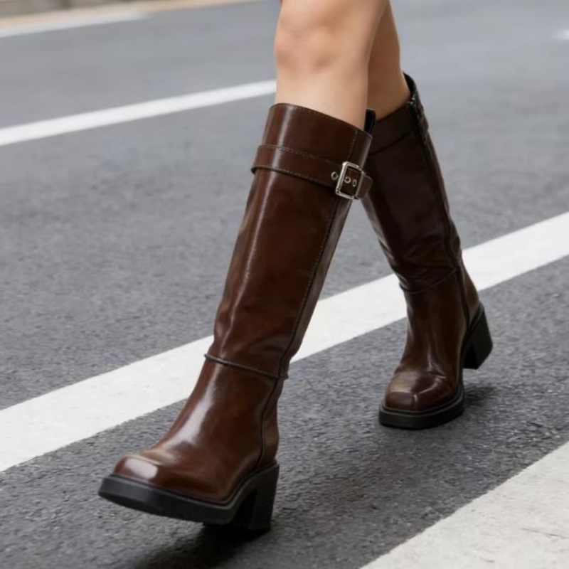 British Style Brown Knee Boots - огляд і ціна Vintage Fashion Style