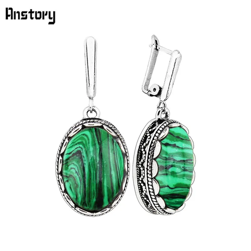 Flower Oval Malachite Dangle E - огляд і ціна Vintage Fashion Looks