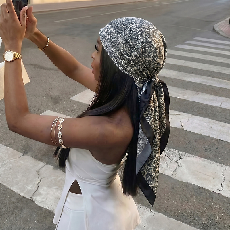 Luxury Satin Square Scarf Vint - огляд і ціна Vintage Fashion Hijab